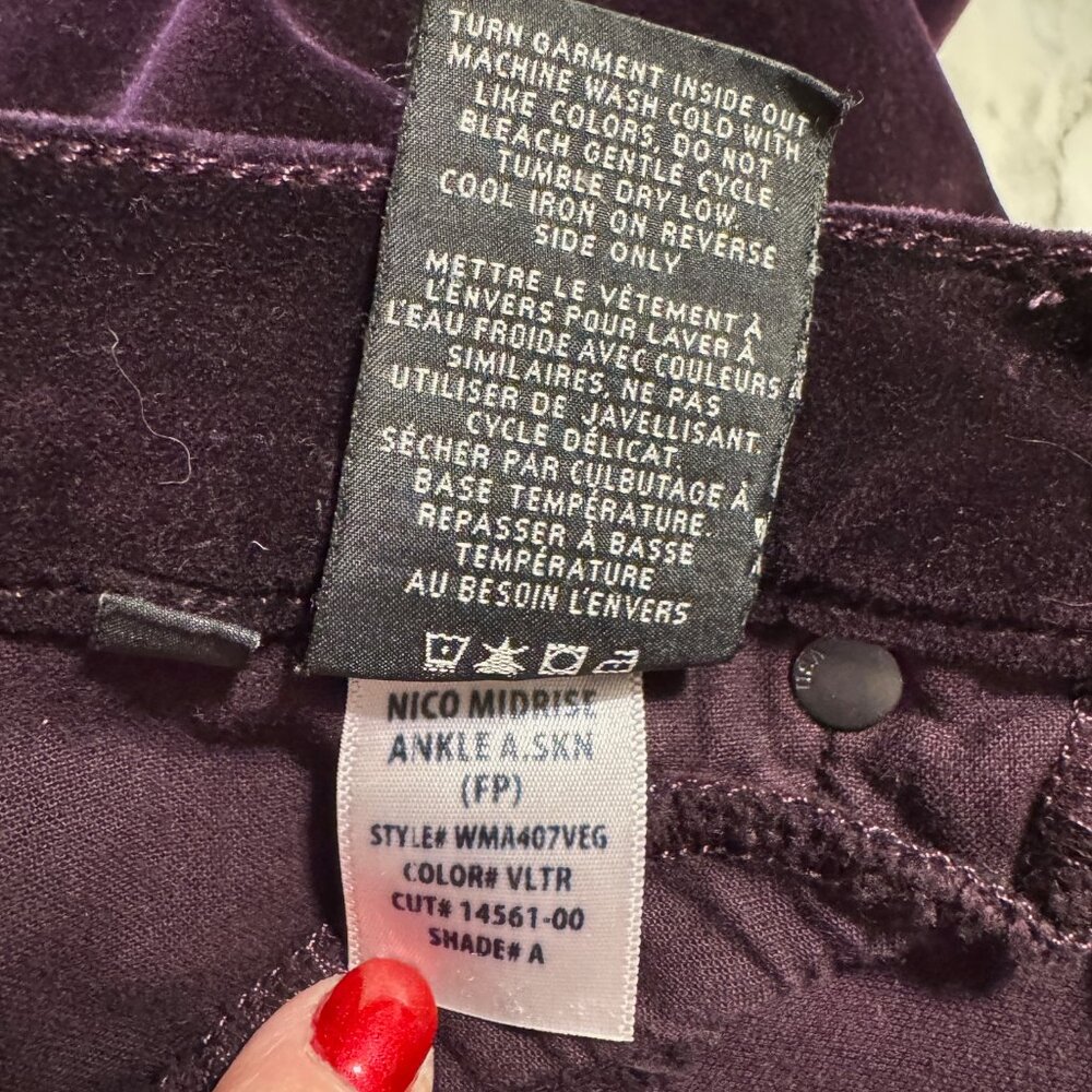 HUDSON Nico Midrise Velvet Skinny Jeans in Dark Plum - Picture 6 of 12
